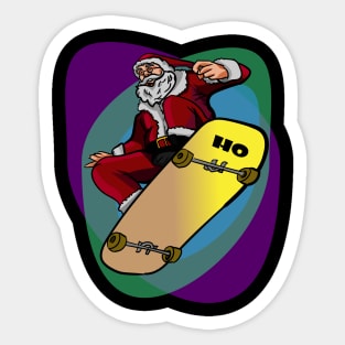 Santa on Skateboard Funny Santa colorful Sticker